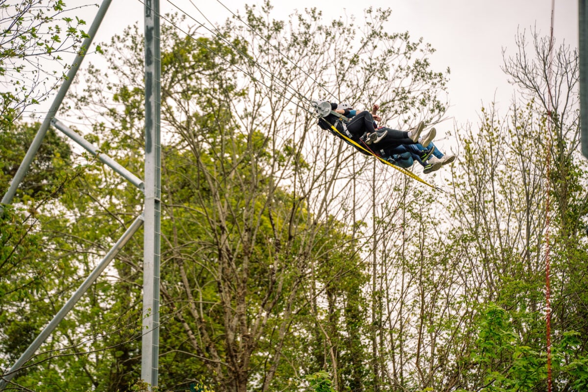 Suspended above the quarry’s edge, take on the Giant Swing at Westport Adventure. 