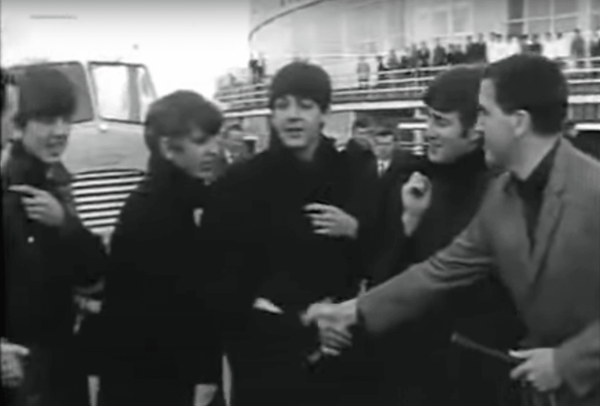 The Beatles at Dublin Airport.Image Source: Youtube/http://tinyurl.com/yvr2n9rn.