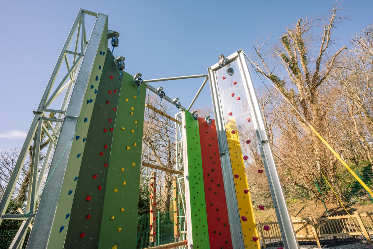 Our Outdoor Climbing Towers reach a towering height of 10 meters and features a see-through, double-sided wall.