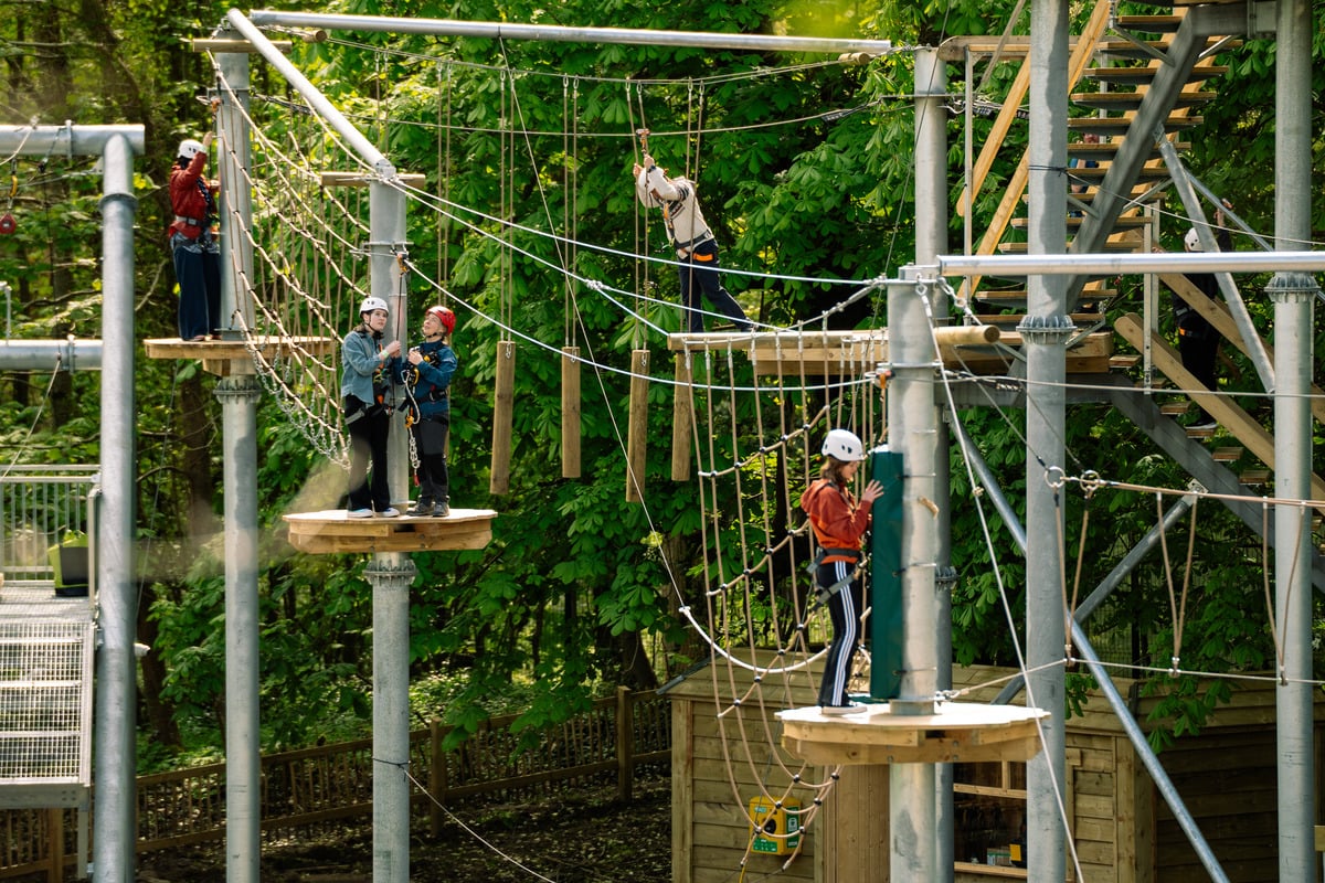 The kids will love our Aerial Trekking course as they navigate a suspended obstacles.