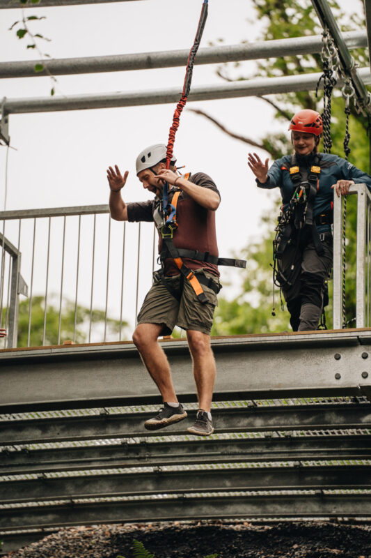 Embrace your inner stunt person and jump from the Quarry Edge Leap. Our instructors will be on hand to guide you. 